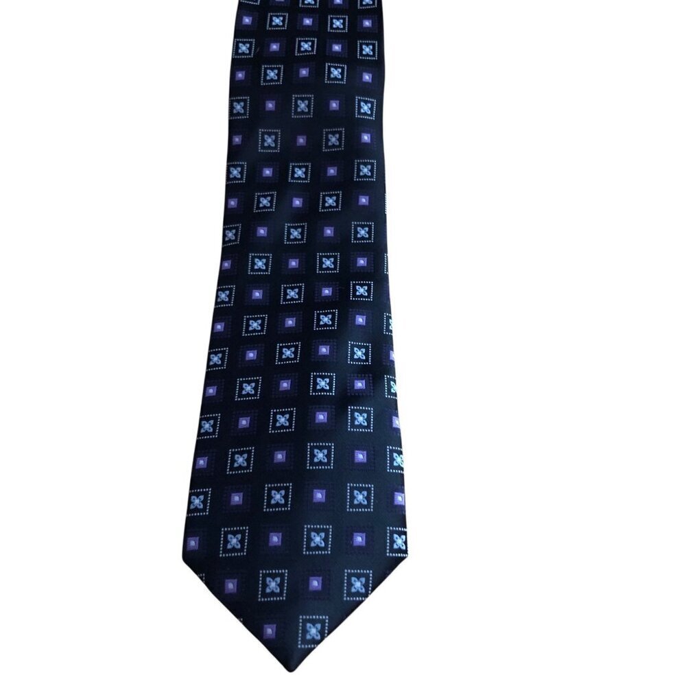 Bill Robinson Hand Made 100% Polyester Geo Floral Necktie - NEW